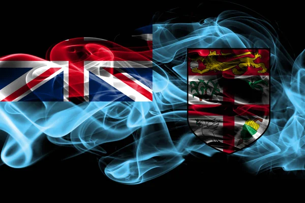 Государственный Флаг Фиджи Сделанный Цветного Дыма Черном Фоне — стоковое фото
