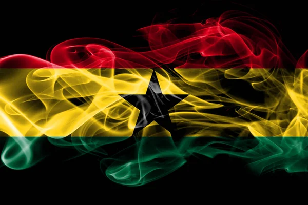 Ghána Zászlaja Készült Színes Füst Elszigetelt Fekete Háttér — Stock Fotó