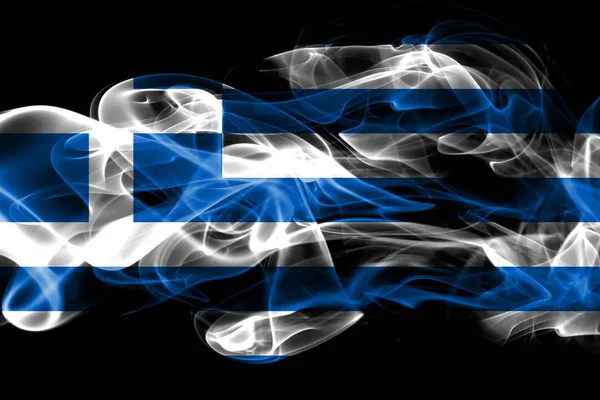 Bandera Nacional Grecia Hecha Humo Color Aislado Sobre Fondo Negro —  Fotos de Stock