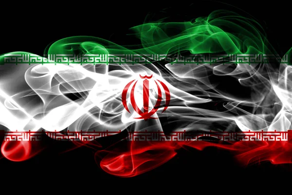 伊朗国旗由黑色背景的有色烟雾制成 — 图库照片