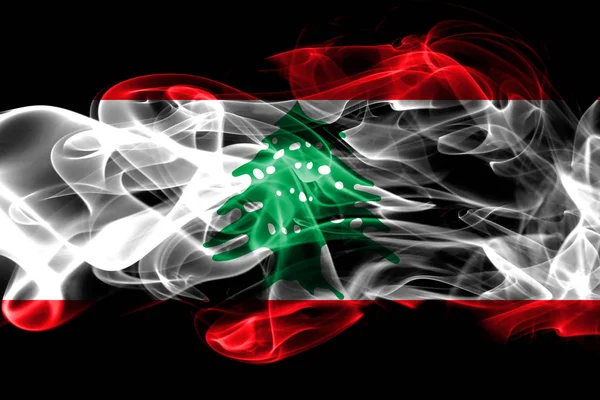 Bandiera Nazionale Del Libano Fatta Fumo Colorato Isolato Sfondo Nero — Foto Stock
