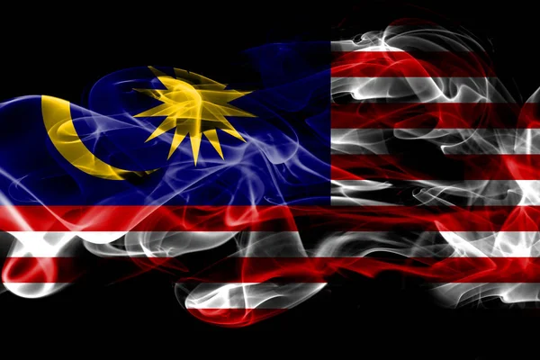 National Flag Malaysia Made Colored Smoke Isolated Black Background — Stock Photo, Image