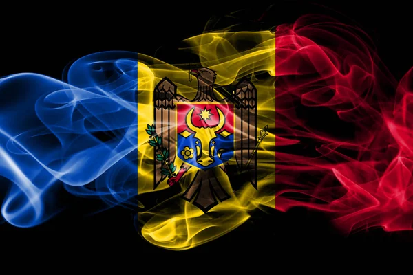 Εθνική Σημαία Της Μολδαβίας Κατασκευασμένα Από Χρωματιστό Καπνού Που Απομονώνονται — Φωτογραφία Αρχείου