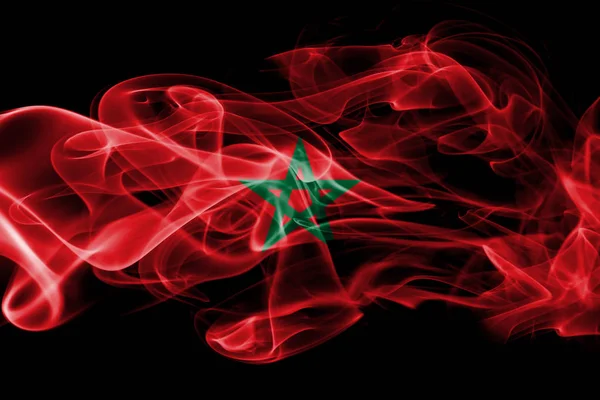 Nationalflagge Marokkos Aus Farbigem Rauch Isoliert Auf Schwarzem Hintergrund — Stockfoto