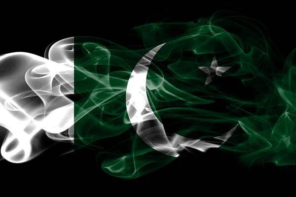 Nationalflagge Pakistans Aus Farbigem Rauch Isoliert Auf Schwarzem Hintergrund — Stockfoto