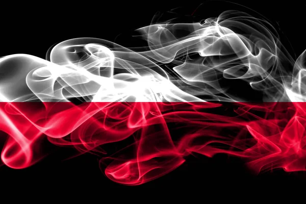 Bandeira Nacional Polônia Feita Fumaça Colorida Isolada Fundo Preto — Fotografia de Stock