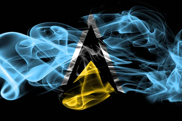 National Flag Saint Lucia Made Colored Smoke Isolated Black Background — Stock Photo, Image