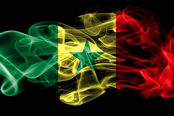 Bandeira Nacional Senegal Feita Fumaça Colorida Isolada Fundo Preto — Fotografia de Stock