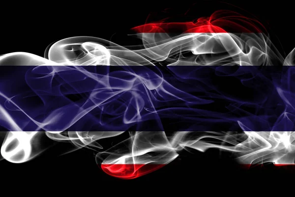 Státní Vlajka Thajska Vyrobené Barevného Kouře Izolované Černém Pozadí — Stock fotografie