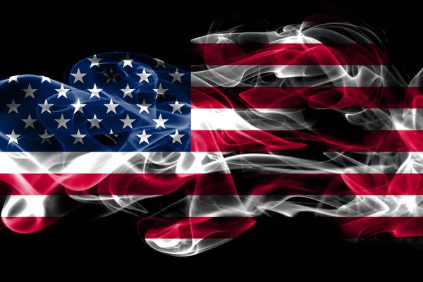 Amerika Birleşik Devletleri Nin Ulusal Bayrak Renkli Duman Siyah Arka — Stok fotoğraf