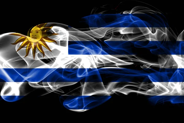 Bandera Nacional Uruguay Hecha Humo Color Aislado Sobre Fondo Negro — Foto de Stock