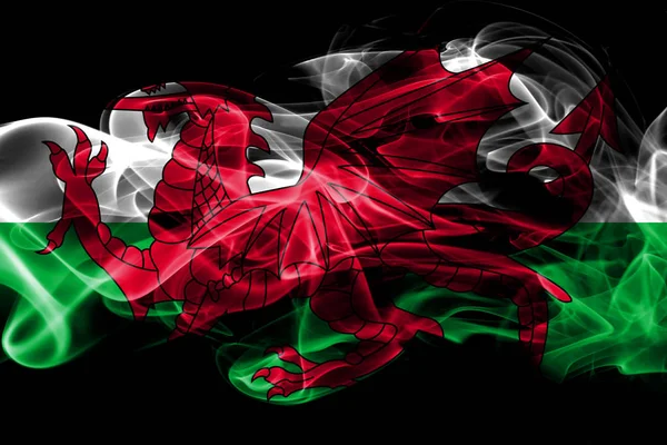 Státní Vlajka Walesu Vyrobené Barevného Kouře Izolované Černém Pozadí — Stock fotografie