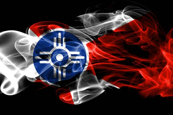Wichita City Smoke Flag Kansas State Verenigde Staten Van Amerika — Stockfoto