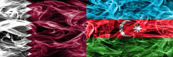 Qatar Azerbeidzjan Azeri Roken Vlaggen Naast Elkaar Geplaatst Verenigde Arabische — Stockfoto