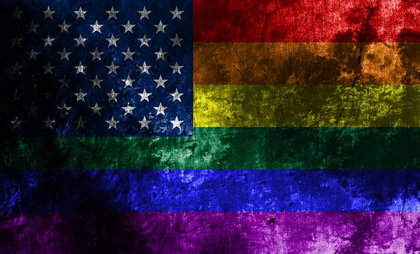 Usa Gay Grunge Flaggan Hbt Usa Flagga — Stockfoto