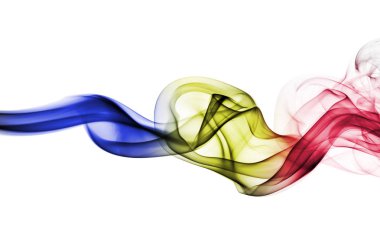 Andorra bayrağı renklerinde soyut duman