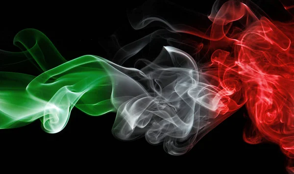 National smoke flag of Italy isolated on black background — Stock Photo, Image