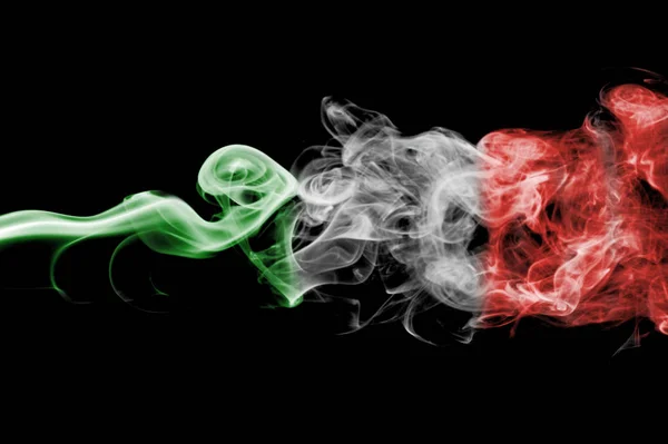 National smoke flag of Italy isolated on black background — Stock Photo, Image