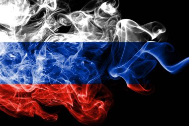 Siyah bir arka plan üzerinde duman Rusya bayrağı