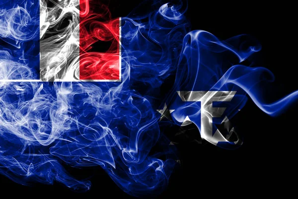 Bandeira de fumaça das Terras Francesas do Sul e Antárticas, França dependente — Fotografia de Stock