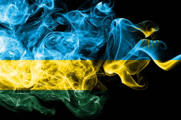 Прапор Руанди диму на чорному тлі — стокове фото