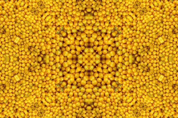 Abstract fractal kaleidoscope yellow tomato background.Group of — Stock Photo, Image