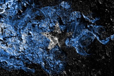 Eski kirli duvar arka planda Somali dumanlı mistik bayrağı