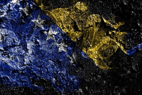 Боснія і Герцеговина димний містичне прапор на старій брудній стіні — стокове фото