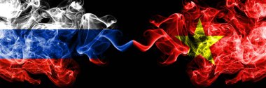 Rus vs Vietnam, Vietnam duman bayrakları yan yana yerleştirilir. Rusya ve Vietnam, Vietnam kalın renkli ipeksi duman bayrakları