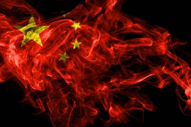 Çin duman bayrağı siyah arka plan izole