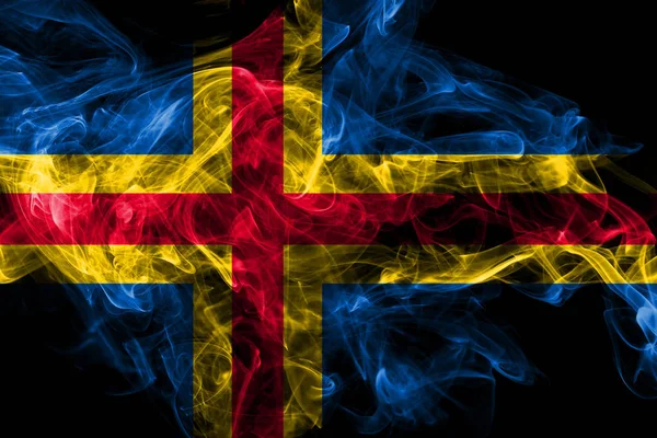 Aland smoke flag isolated on black background — Stock Photo, Image