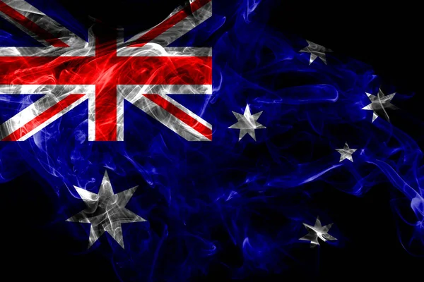 Australská kouřová vlajka izolovaná na černém pozadí — Stock fotografie
