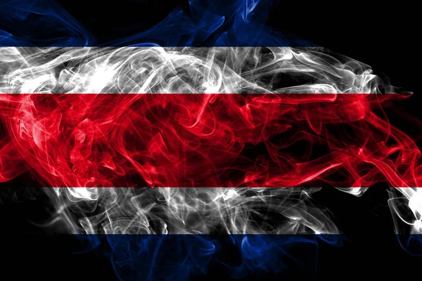 Bandera de humo de Costa Rica aislada sobre fondo negro —  Fotos de Stock