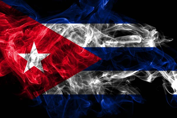 Bandera de humo de Cuba aislada sobre fondo negro — Foto de Stock