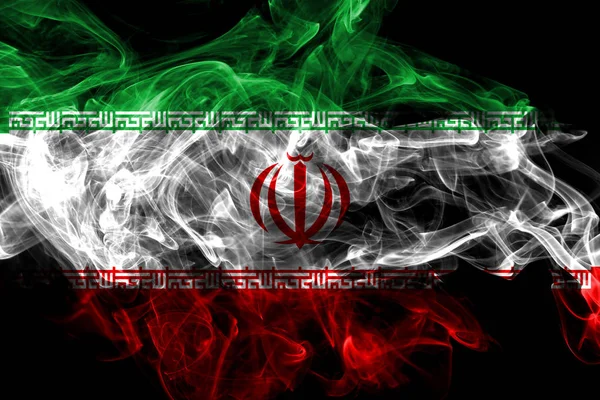 黑色背景上孤立伊朗烟旗 — 图库照片