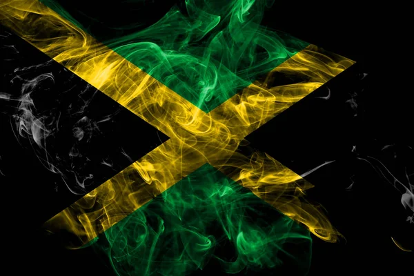 Jamaica smoke flag isoliert auf schwarzem Hintergrund — Stockfoto