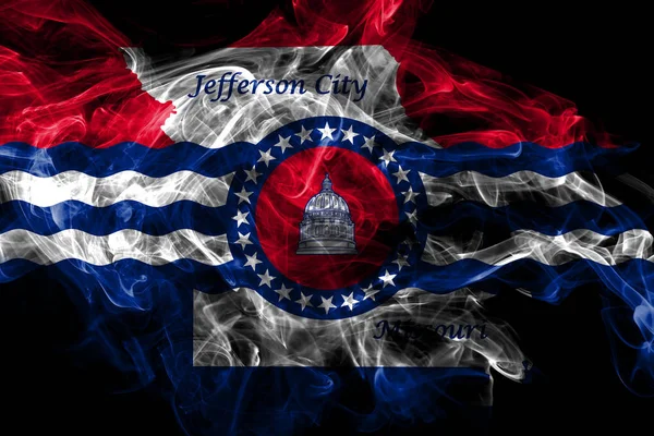 Jefferson City město kouře vlajka, stát Missouri, Spojené státy — Stock fotografie