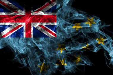 Tuvalu duman bayrağı siyah arkaplanda izole edildi