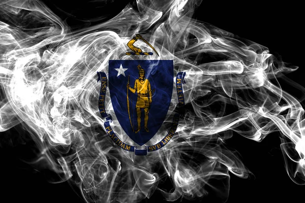 Massachusetts állam füst zászló, Amerikai Egyesült Államok — Stock Fotó