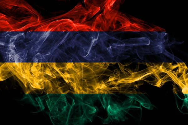 Mauritius smoke flag isolated on black background — Stock Photo, Image