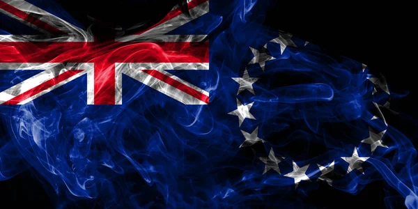 Isole Cook bandiera di fumo, Nuova Zelanda bandiera del territorio dipendente — Foto Stock