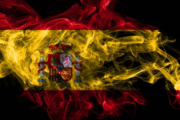 Spanien Rauchfahne isoliert auf schwarzem Hintergrund — Stockfoto