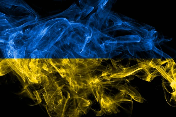 Ukraine drapeau de fumée isolé sur fond noir — Photo