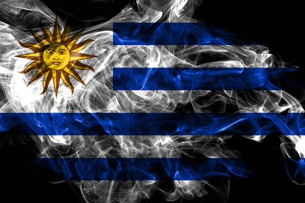 Uruguay rök flagga isolerad på svart bakgrund — Stockfoto