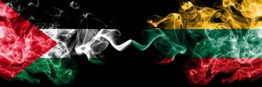 Filistin vs Litvanya, Litvanya dumanlı mistik bayraklar yan yana yerleştirilir. Kalın renkli ipeksi Sigara Lar Bayrak Filistinliler ve Litvanya, Litvanya