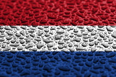 Su damlalarından yapılmış Hollanda ulusal bayrağı. Arka plan tahmini kavramı.