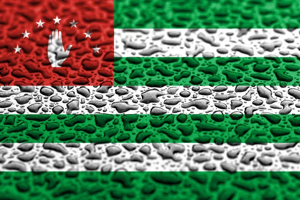 Az Abházia nemzeti zászlaja vízcseppből. Háttér-előrejelzési koncepció. — Stock Fotó