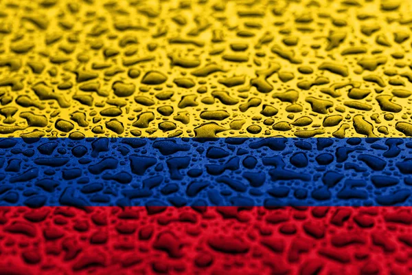 Národní vlajka Kolumbie se skládá z kapek vody. Koncept předpovědi pozadí. — Stock fotografie
