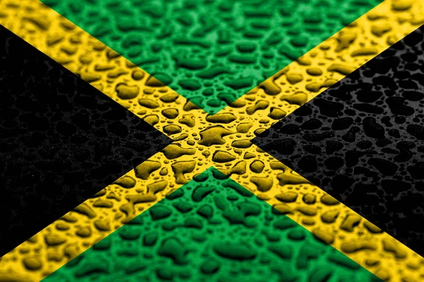 National flag of Jamaica made of water drops. Background forecast concept. — Stock Photo, Image
