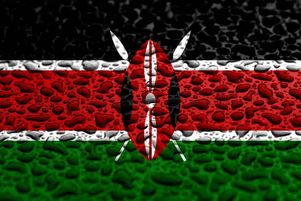 肯尼亚国旗由水滴制成。背景预测概念. — 图库照片